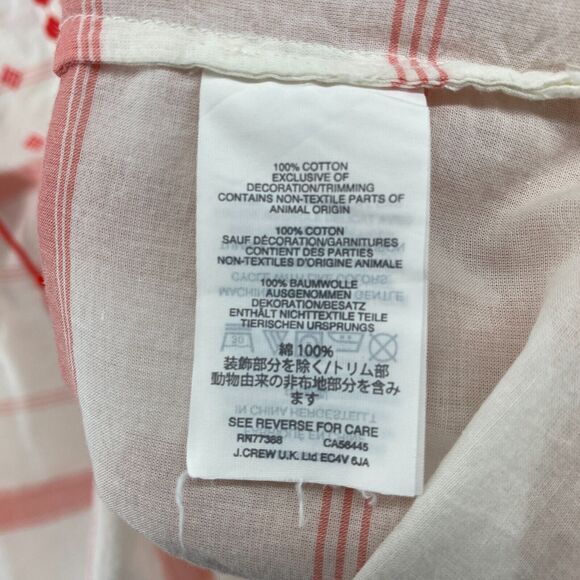 J.CREW Tunic M Boho Embroidered Tasseled Striped 3/4 Cover Up Cotton White Red - Picture 14 of 16